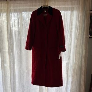 Harve Benard Red Trench Coat with Black Collar